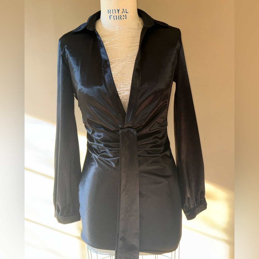 CBR Sleek Black Satin Outerwear